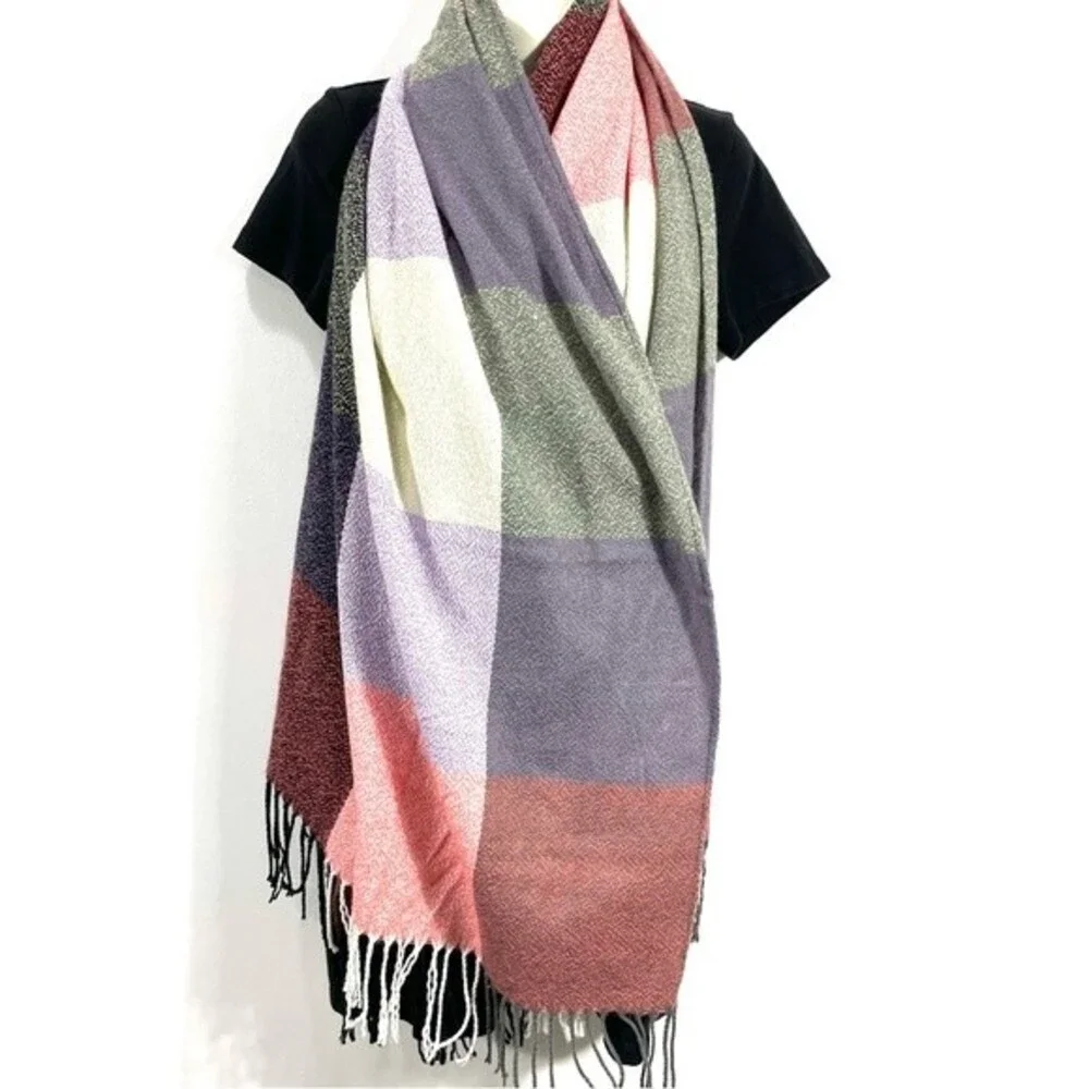 Oversize Checkered Design Blanket Scarf Wrap Shawl